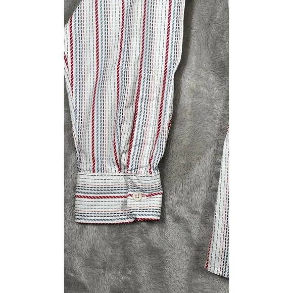 Faconnable Button Shirt Size L Red Blue White Stripe Womens $96 - Picture 5 of 16